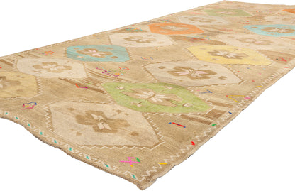 7 x 15 Colorful Vintage Turkish Oushak Rug 52310