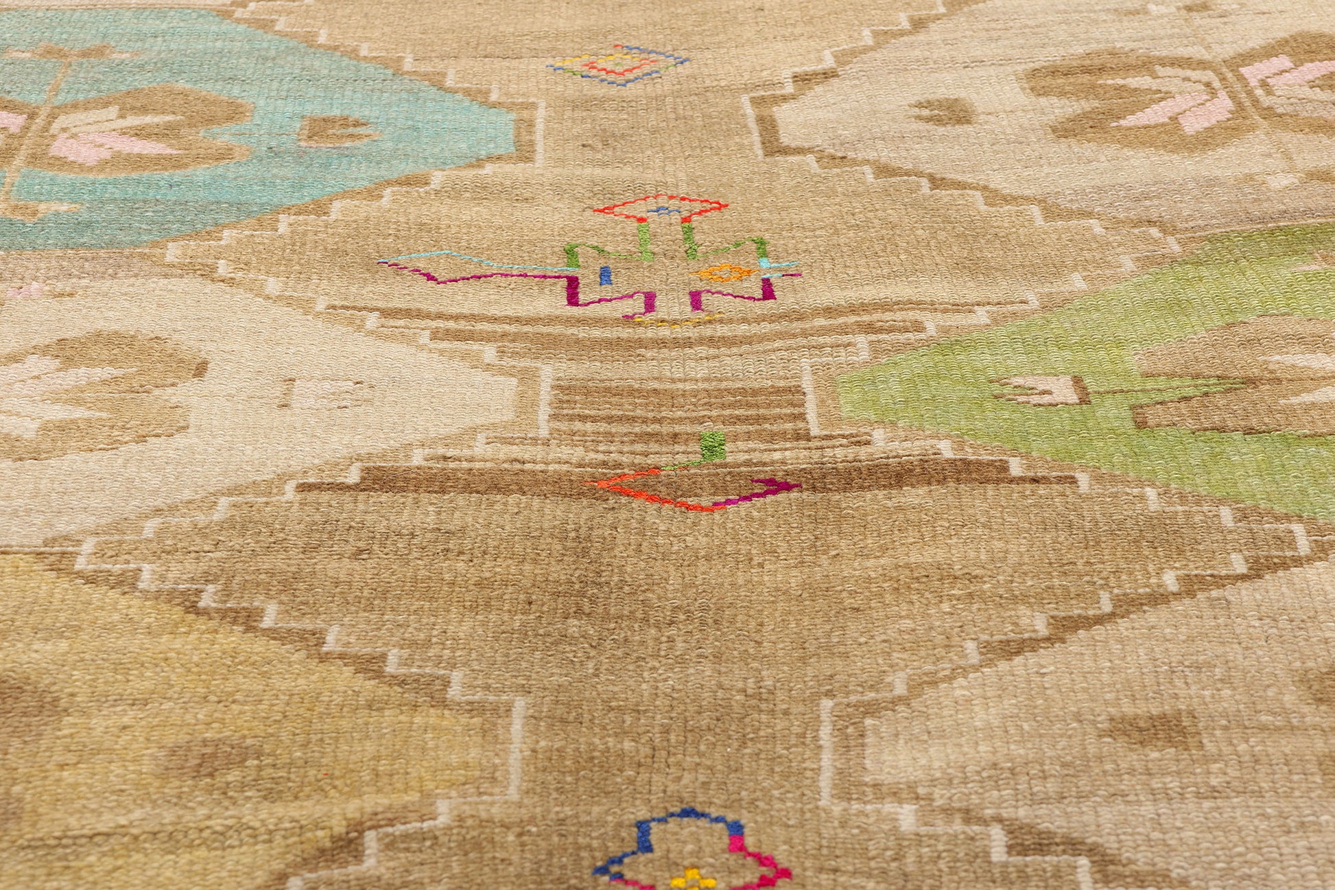 7 x 15 Colorful Vintage Turkish Oushak Rug 52310