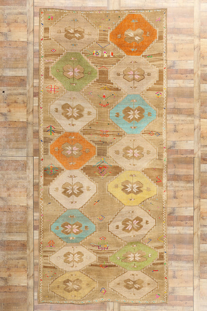 7 x 15 Colorful Vintage Turkish Oushak Rug 52310