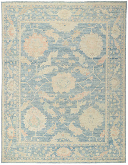 9 x 12 Colorful Blue Oushak Rug 80917