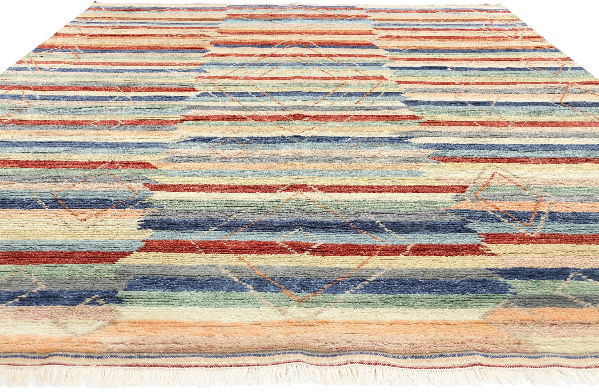 9 x 12 Modern Striped Tribal Moroccan Rug 31265