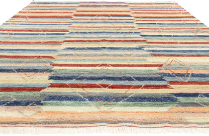 9 x 12 Modern Striped Tribal Moroccan Rug 31265