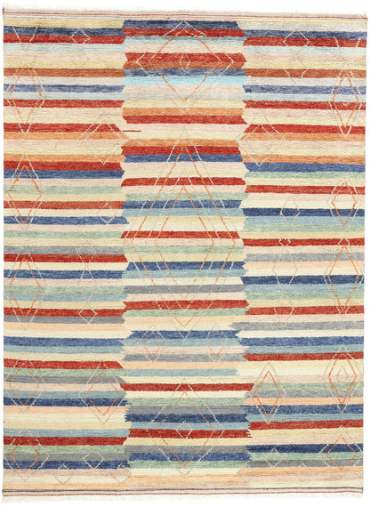 9 x 12 Modern Striped Tribal Moroccan Rug 31265