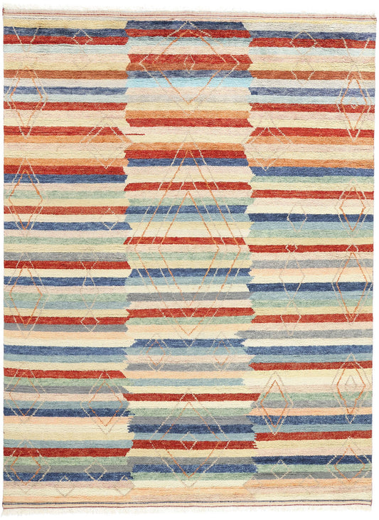 9 x 12 Modern Striped Tribal Moroccan Rug 31265