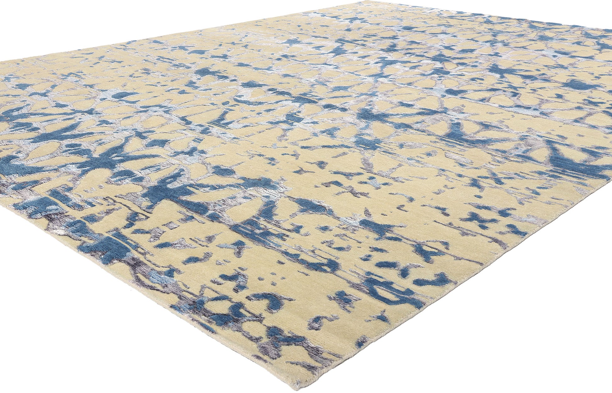 9 x 12 Contemporary Abstract High-Low Wool and Silk Rug 31011