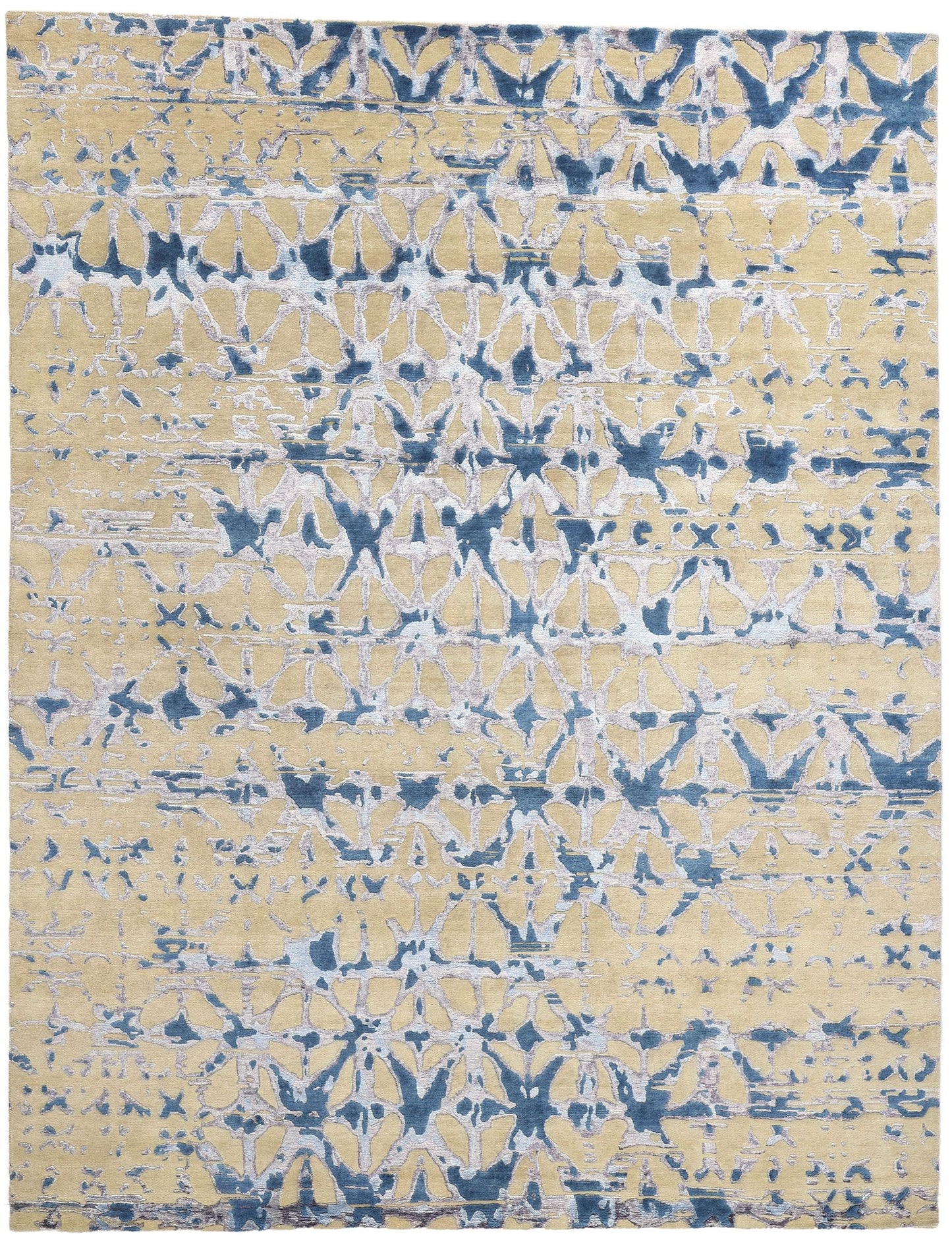 9 x 12 Contemporary Abstract High-Low Wool and Silk Rug 31011