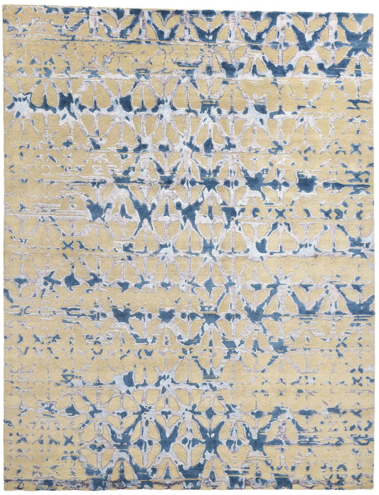 9 x 12 Contemporary Abstract High-Low Wool and Silk Rug 31011