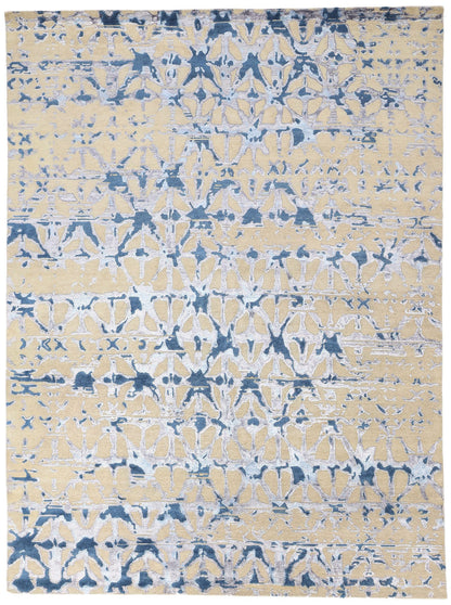 9 x 12 Contemporary Abstract High-Low Wool and Silk Rug 31046