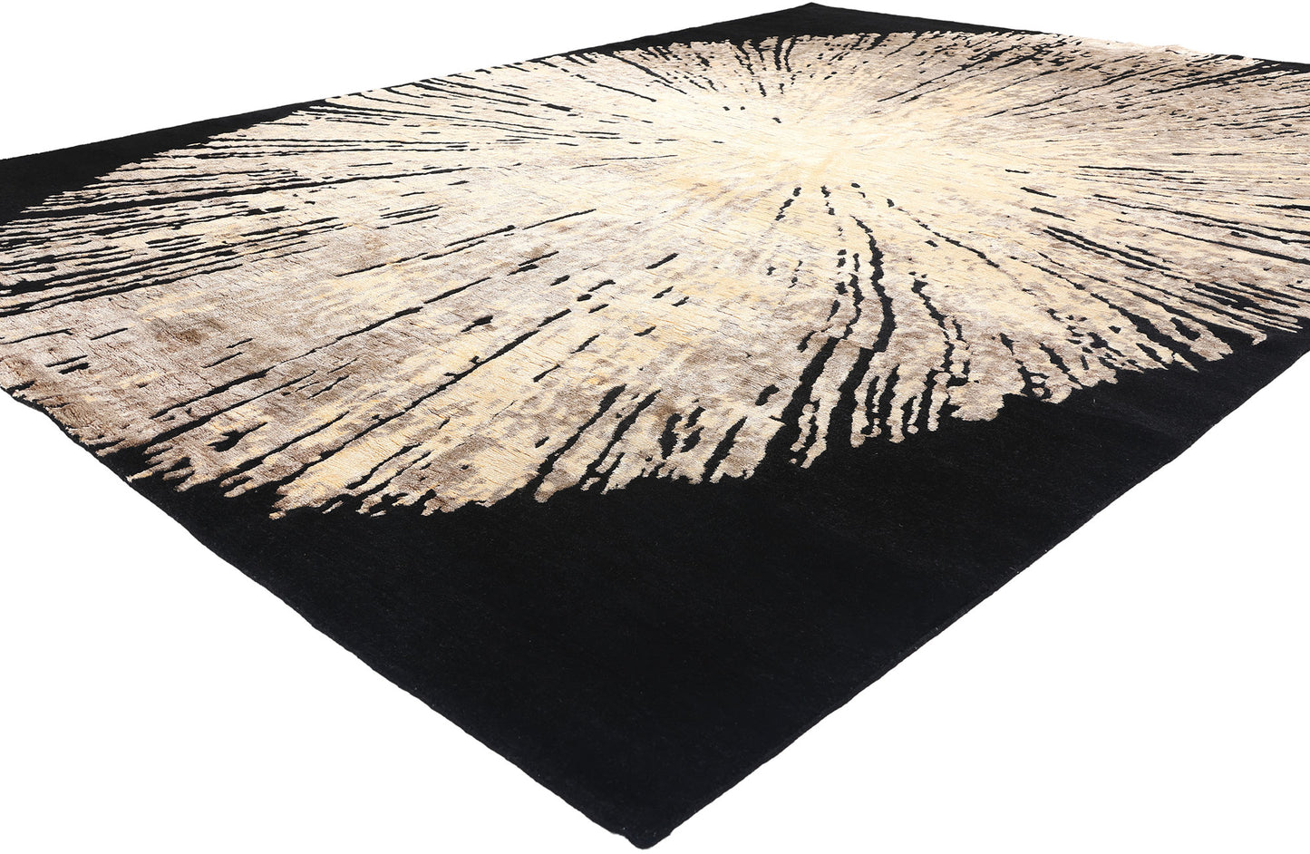 9 x 12 Contemporary Abstract Biophilic Wool and Silk Rug 31013
