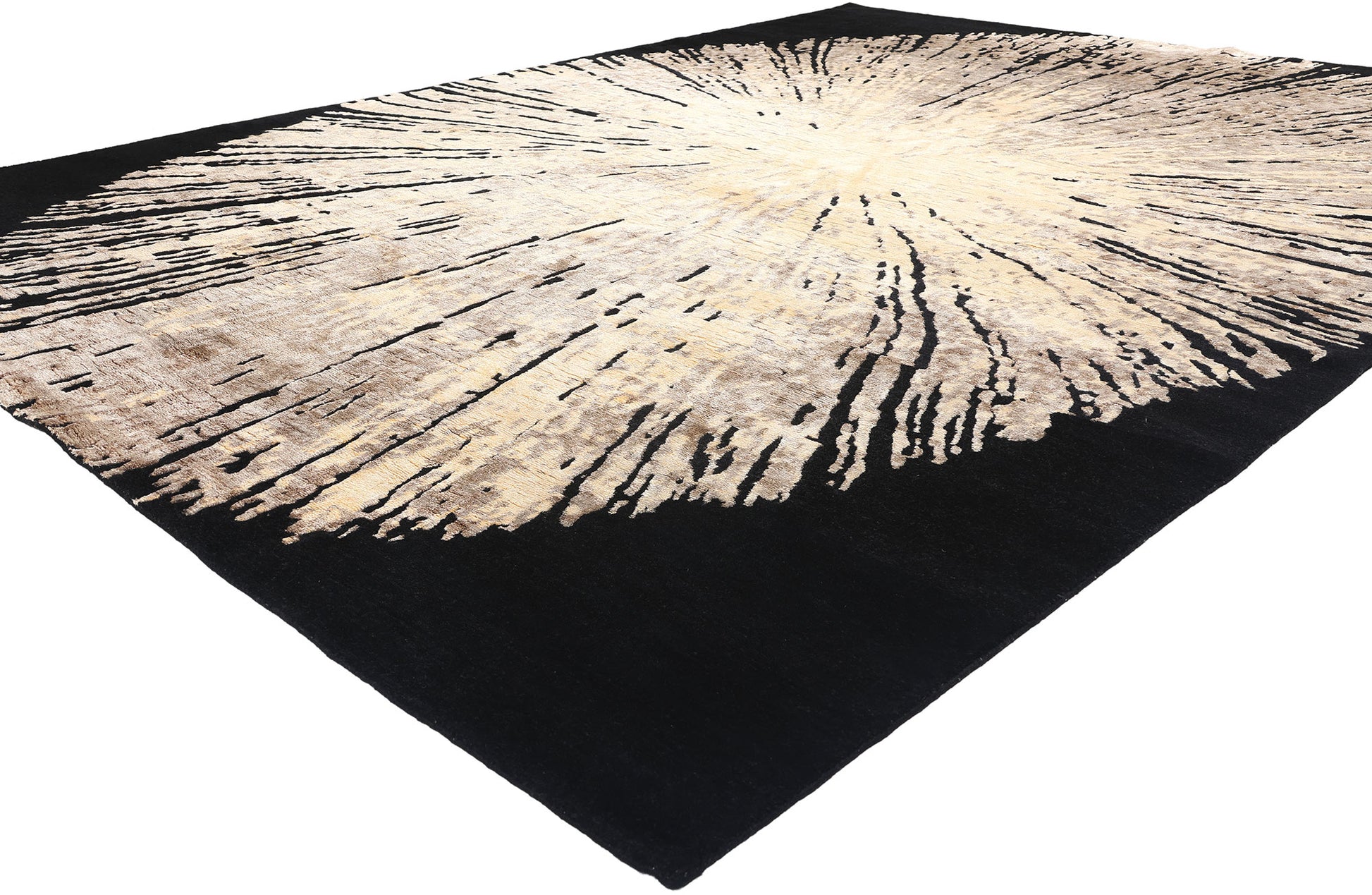 9 x 12 Contemporary Abstract Biophilic Wool and Silk Rug 31013