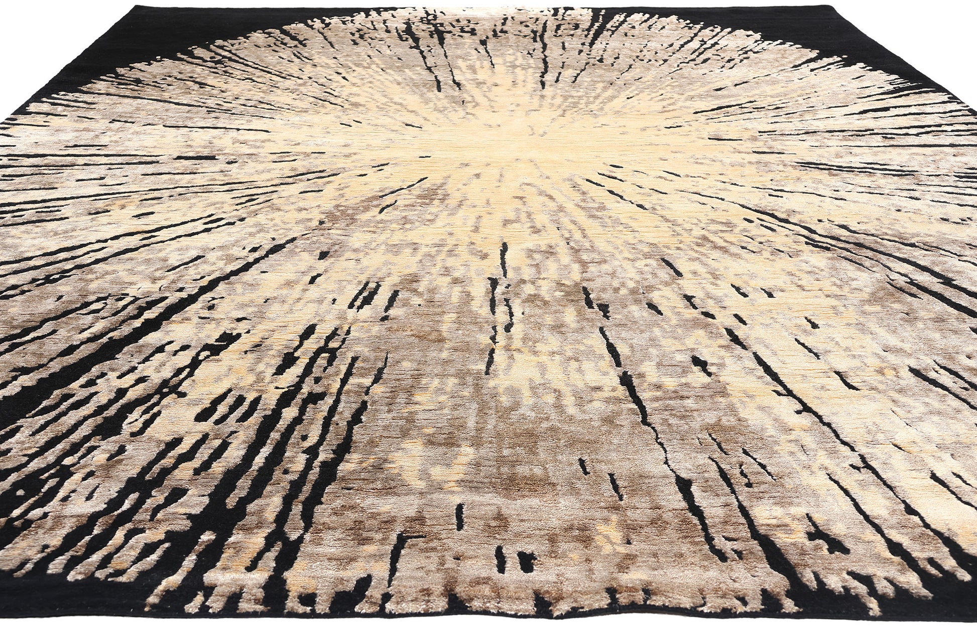 9 x 12 Contemporary Abstract Biophilic Wool and Silk Rug 31013