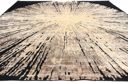 9 x 12 Contemporary Abstract Biophilic Wool and Silk Rug 31013