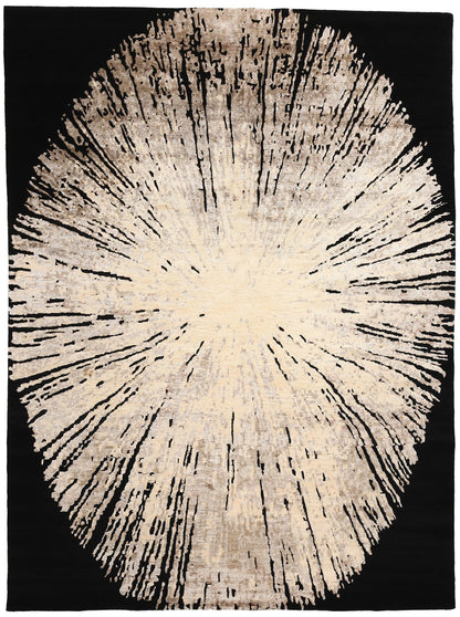 9 x 12 Contemporary Abstract Biophilic Wool and Silk Rug 31013