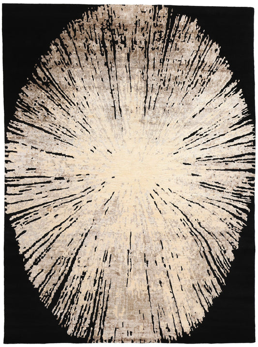 9 x 12 Contemporary Abstract Biophilic Wool and Silk Rug 31013