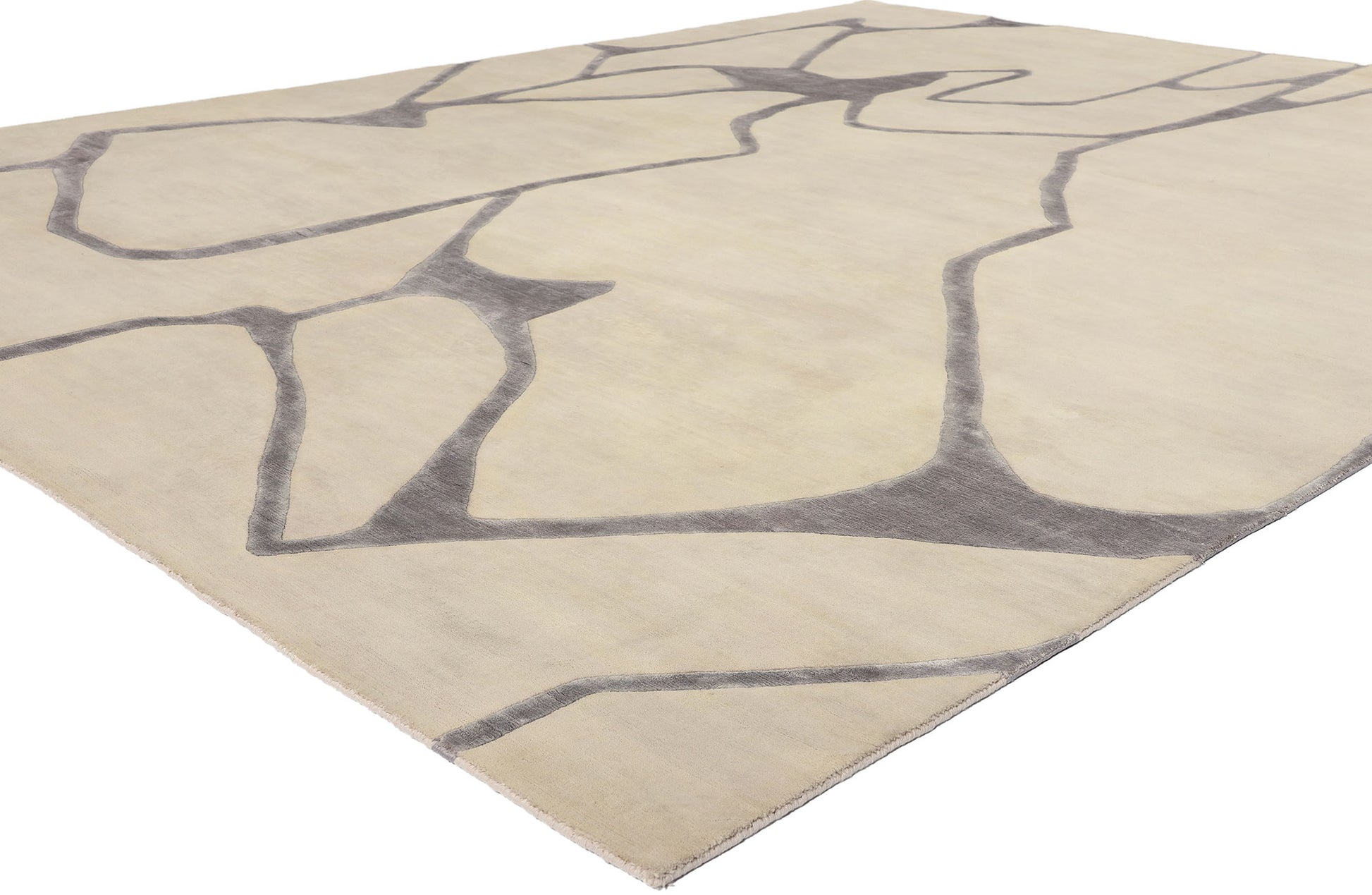 9 x 12 Contemporary Abstract Wool and Silk Rug 31015