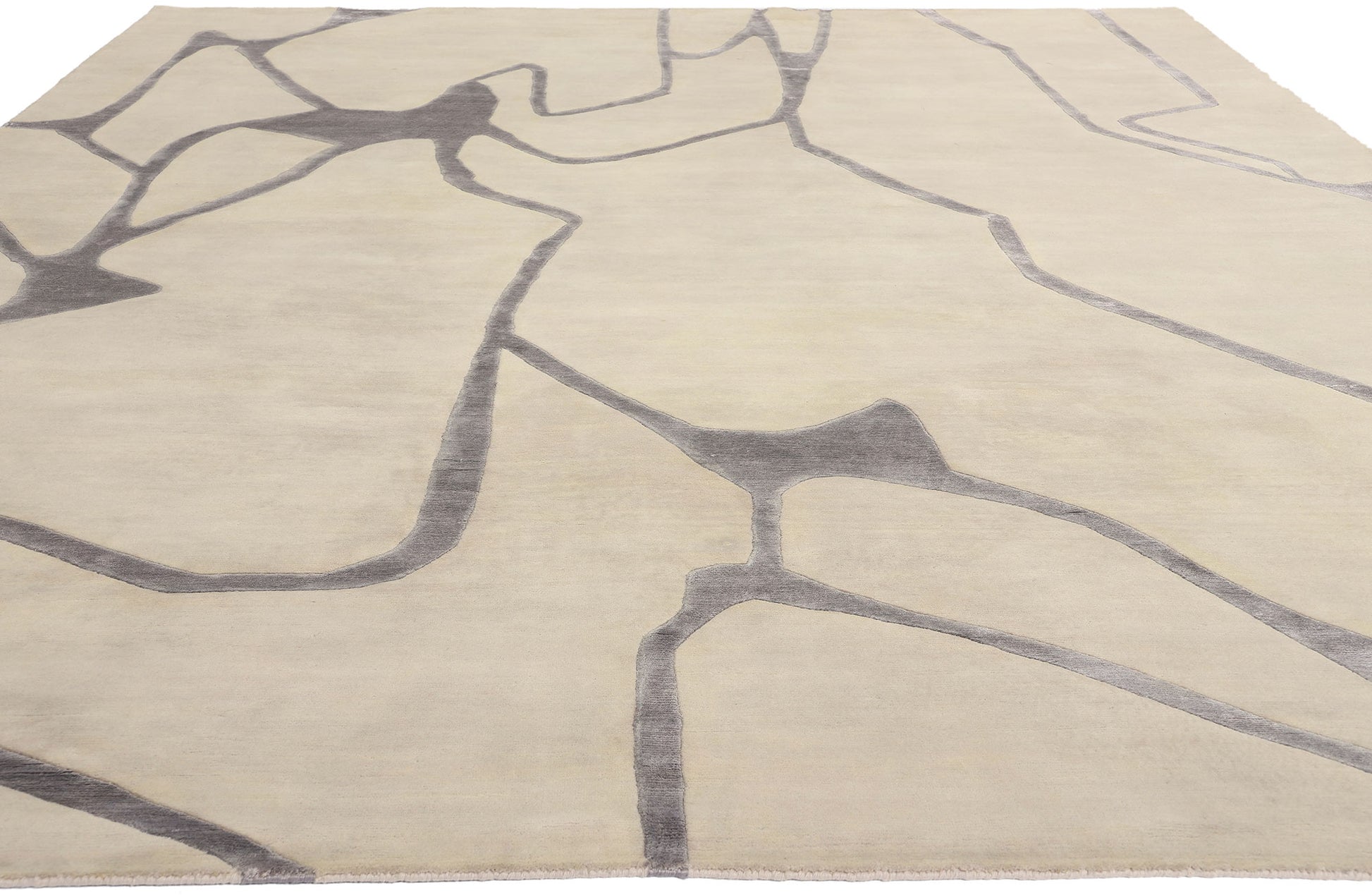9 x 12 Contemporary Abstract Wool and Silk Rug 31015