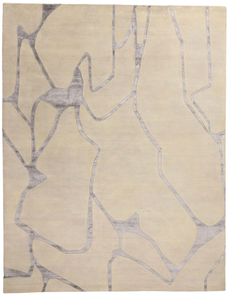 9 x 12 Contemporary Abstract Wool and Silk Rug 31015