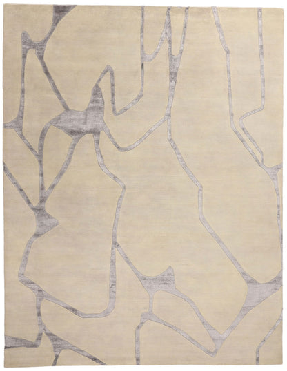 9 x 12 Contemporary Abstract Wool and Silk Rug 31015
