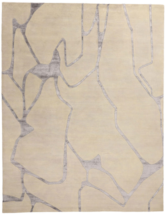 9 x 12 Contemporary Abstract Wool and Silk Rug 31015