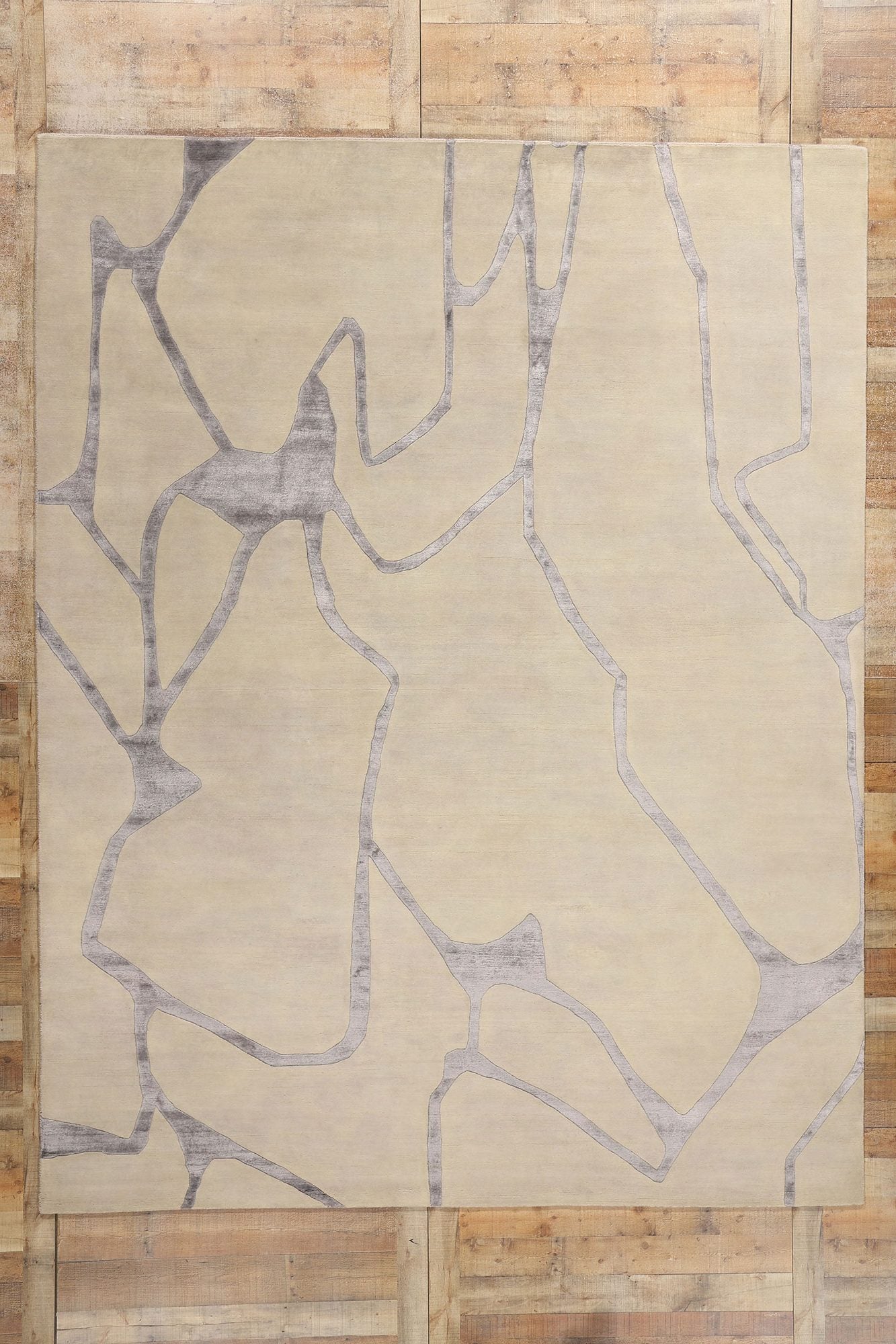 9 x 12 Contemporary Abstract Wool and Silk Rug 31015