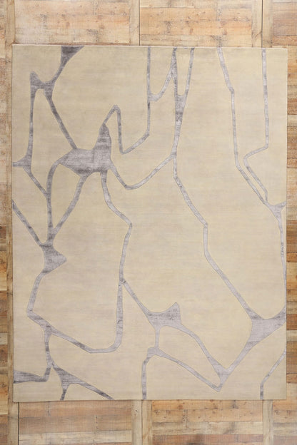 9 x 12 Contemporary Abstract Wool and Silk Rug 31015