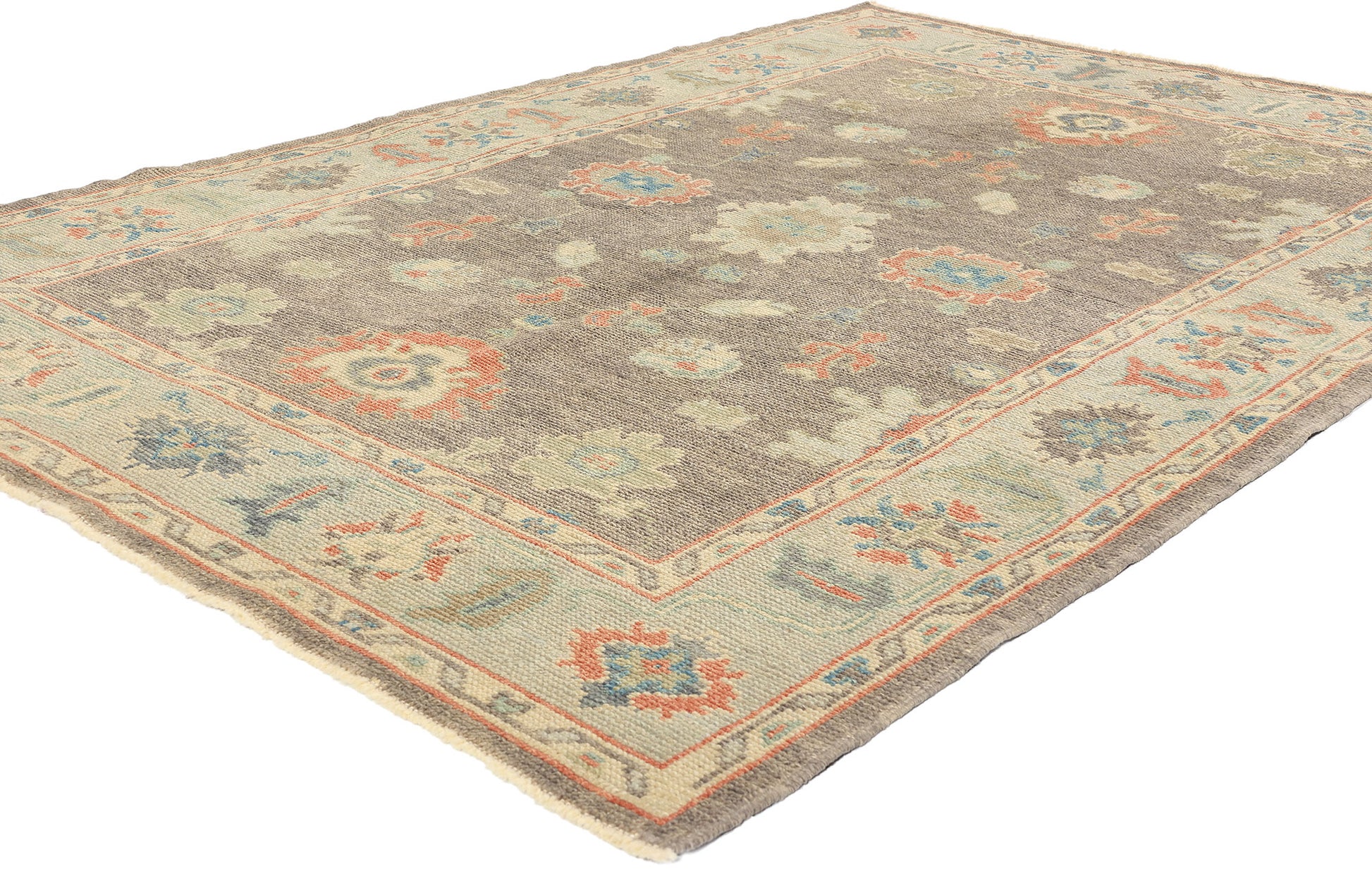 5 x 8 Earth-Tone Turkish Oushak Rug 53425