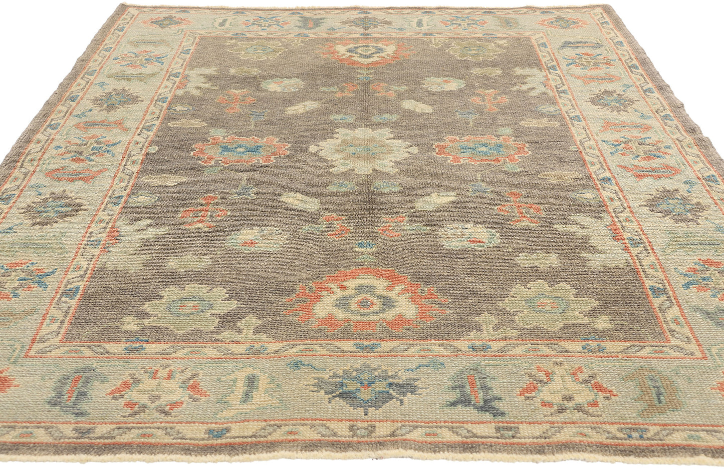5 x 8 Earth-Tone Turkish Oushak Rug 53425