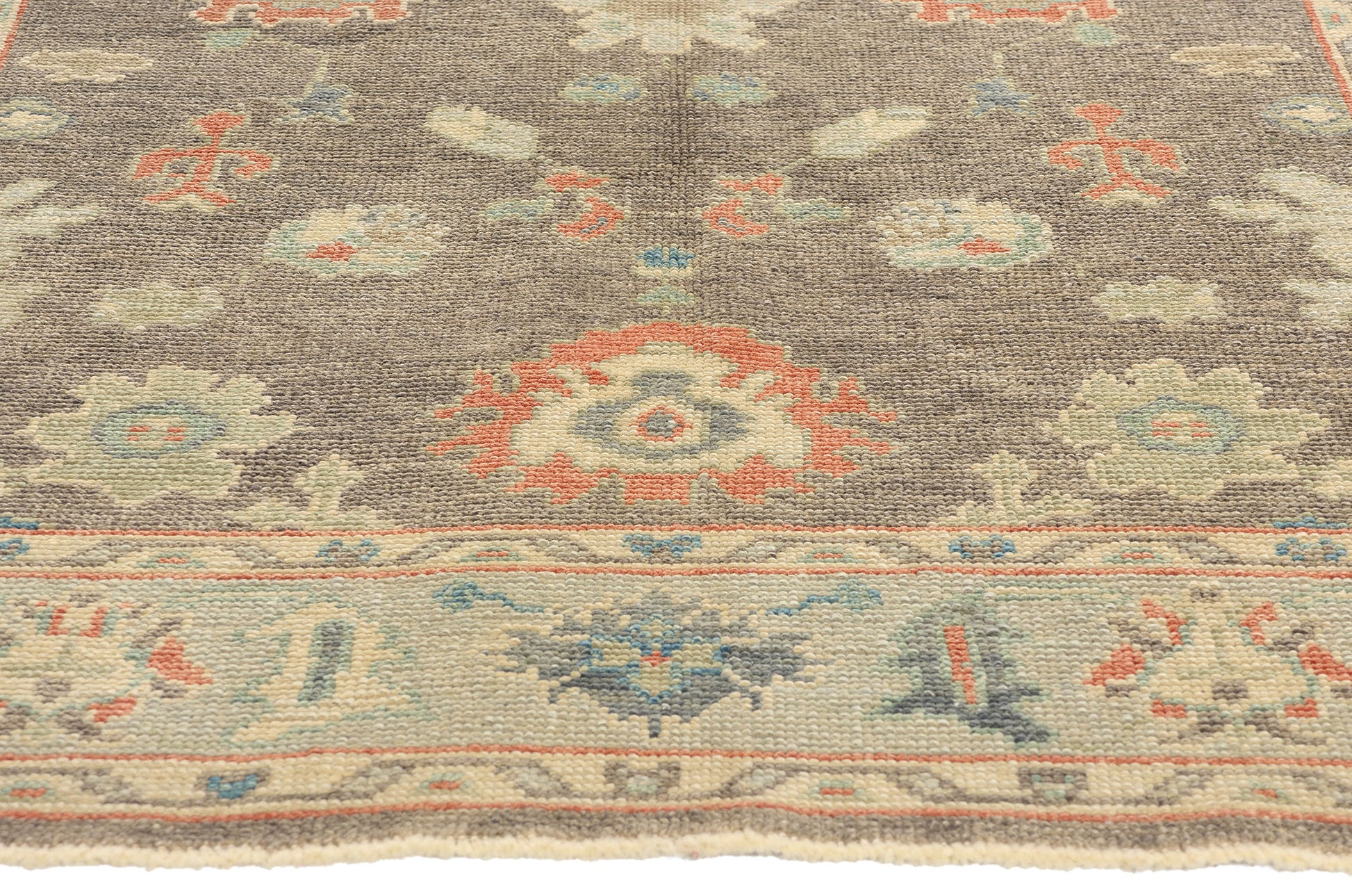 5 x 8 Earth-Tone Turkish Oushak Rug 53425