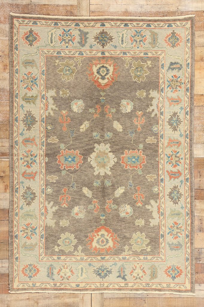 5 x 8 Earth-Tone Turkish Oushak Rug 53425