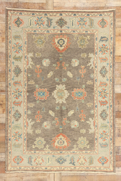 5 x 8 Earth-Tone Turkish Oushak Rug 53425