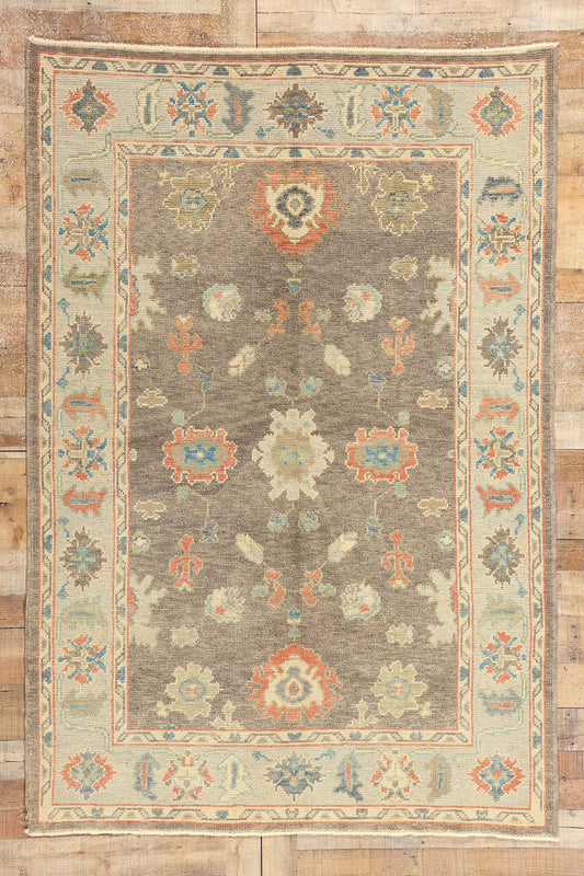 5 x 8 Earth-Tone Turkish Oushak Rug 53425