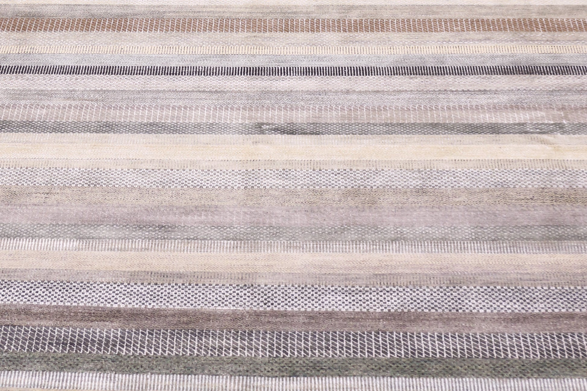 10 x 14 Transitional Wool and Silk Striped Rug 30013