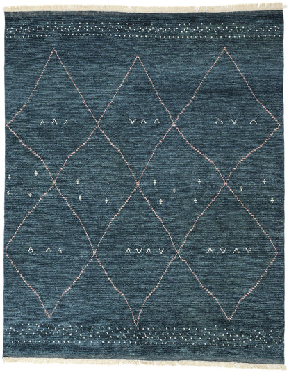 8 x 10 Dark Blue Bohemian Moroccan Rug 31243