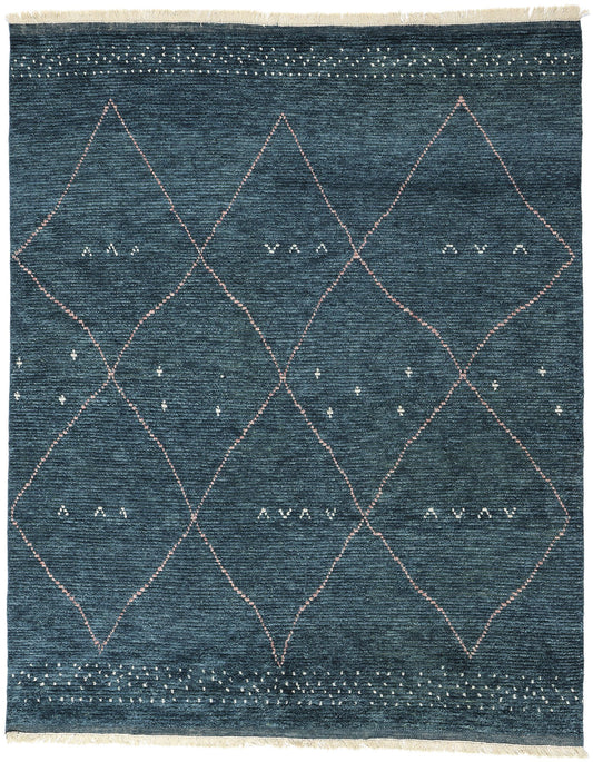 8 x 10 Dark Blue Bohemian Moroccan Rug 31243