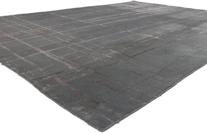 8 x 11 Vintage Gray Tibetan Wool and Silk Rug 77308