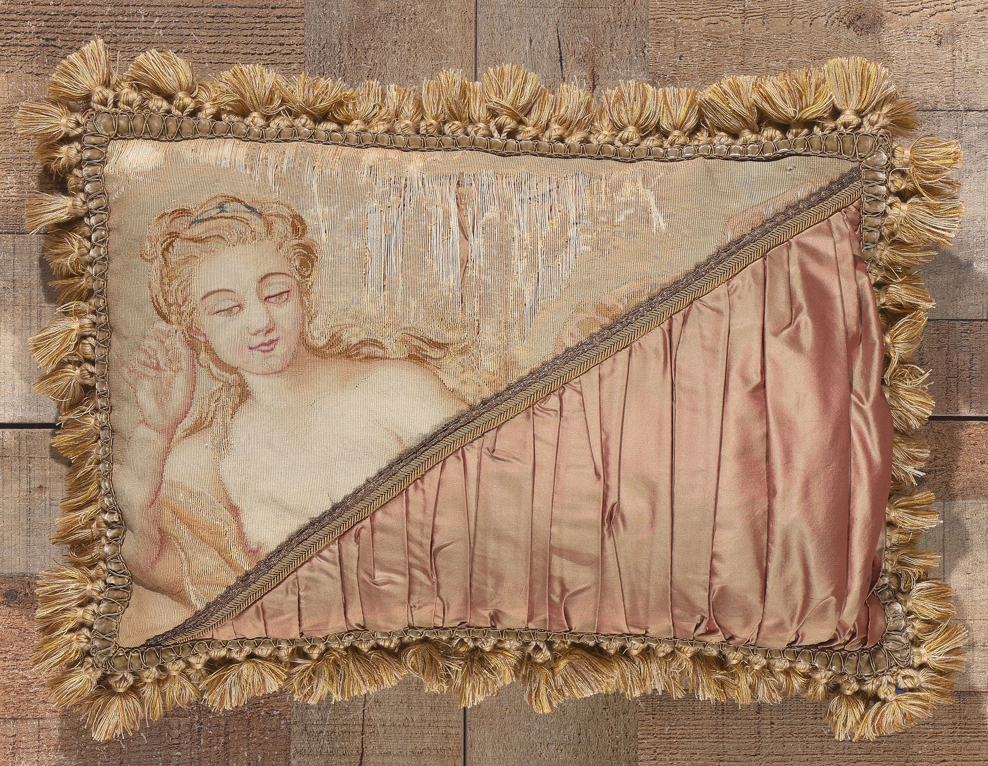 2 x 1 Antique French Aubusson Pillow 78616