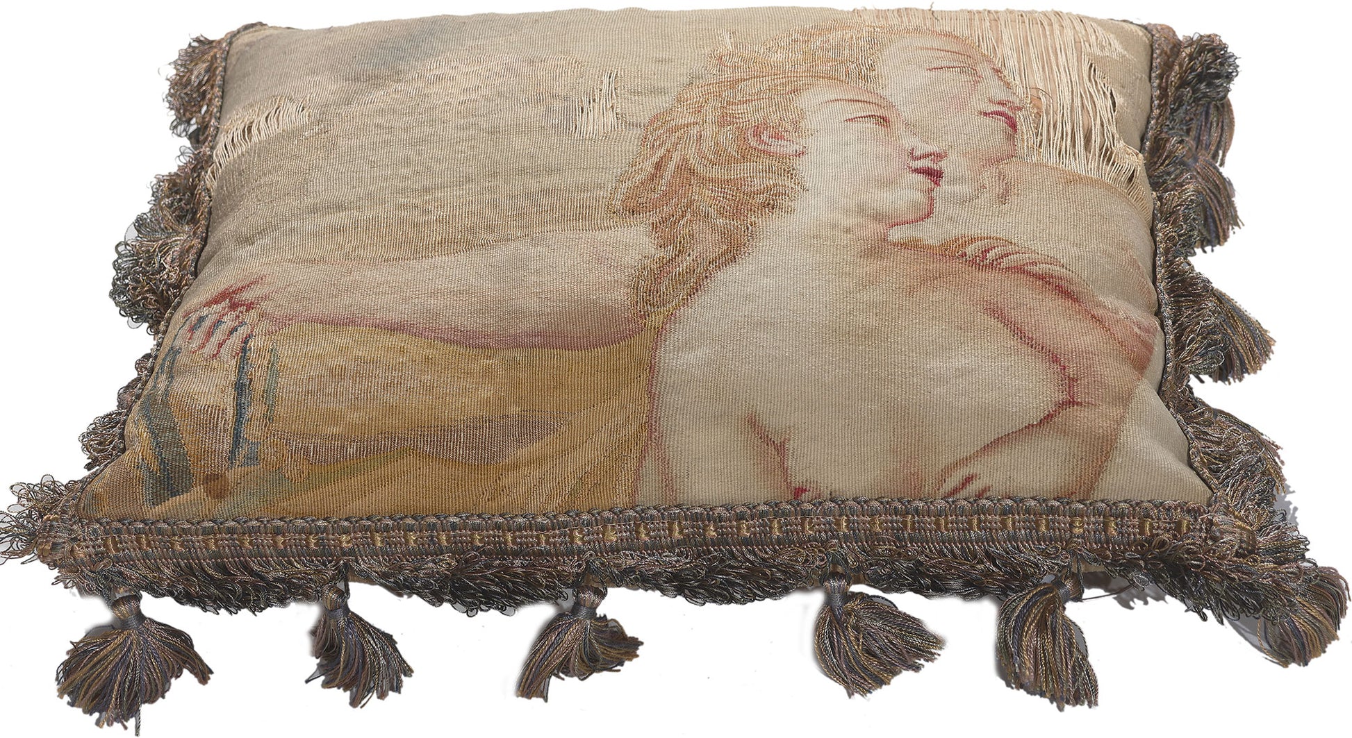 1 x 1 Antique French Aubusson Pillow 78619