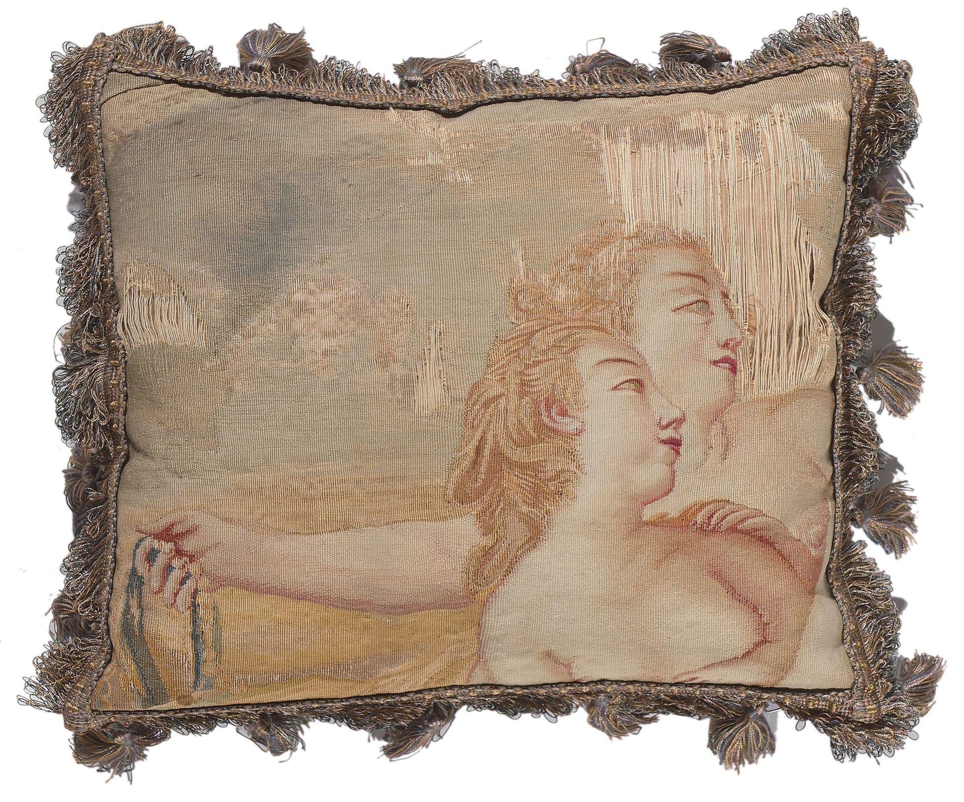 1 x 1 Antique French Aubusson Pillow 78619