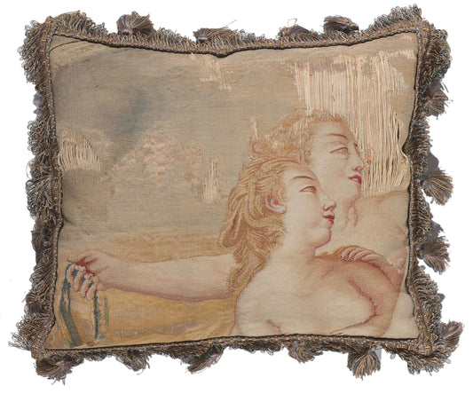 1 x 1 Antique French Aubusson Pillow 78619