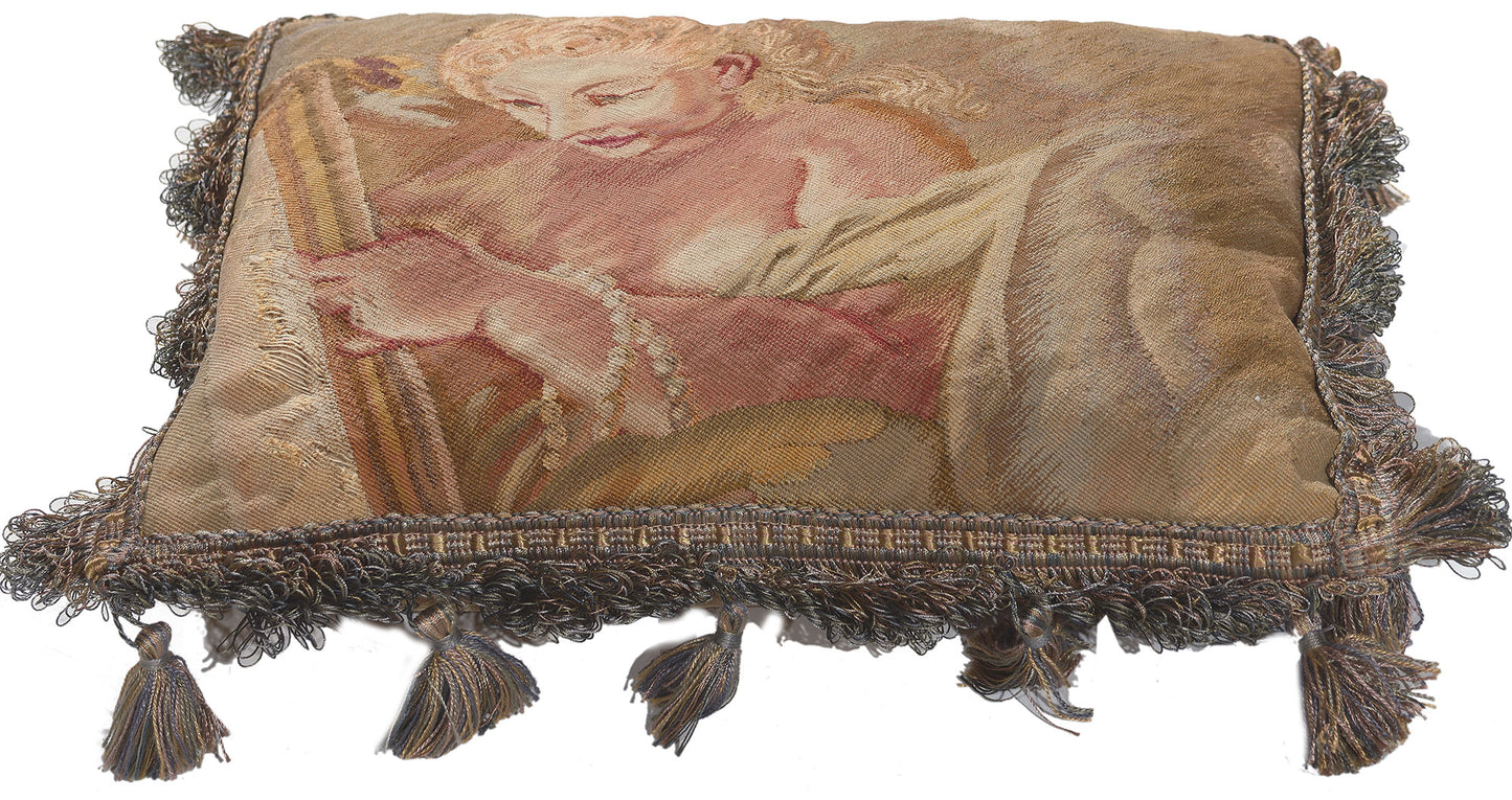 1 x 1 Antique French Aubusson Pillow 78617