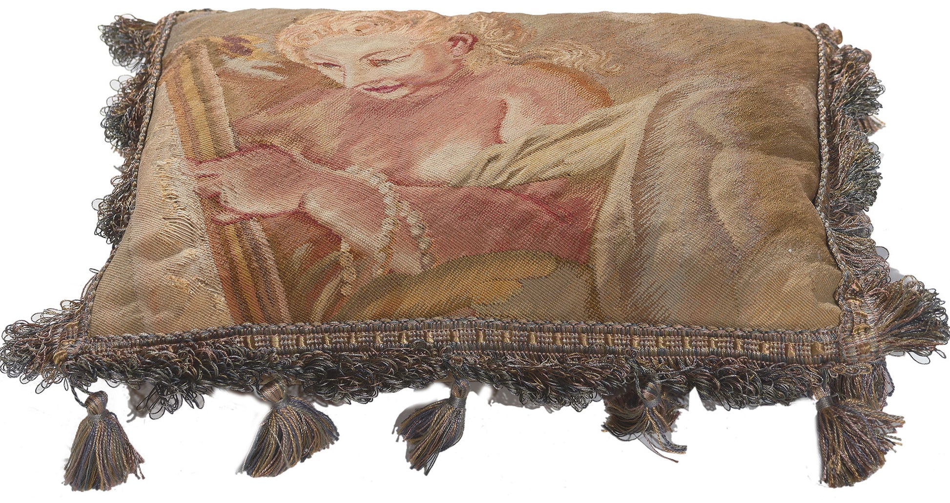 1 x 1 Antique French Aubusson Pillow 78617