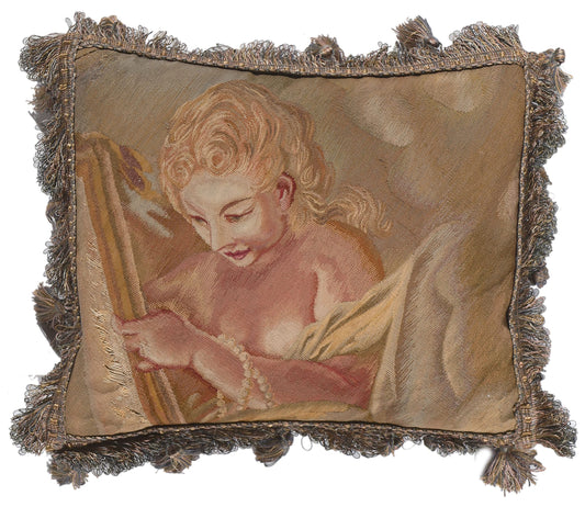 1 x 1 Antique French Aubusson Pillow 78617