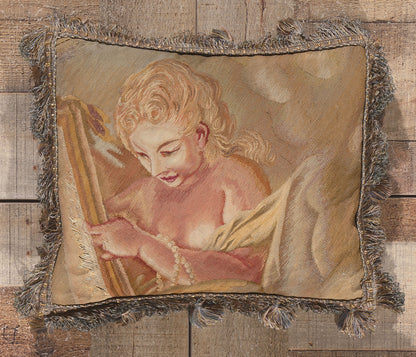 1 x 1 Antique French Aubusson Pillow 78617