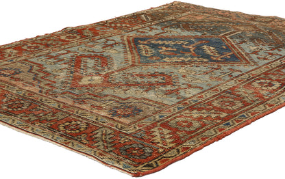 4 x 5 Antique-Worn Persian Bakshaish Rug 78672
