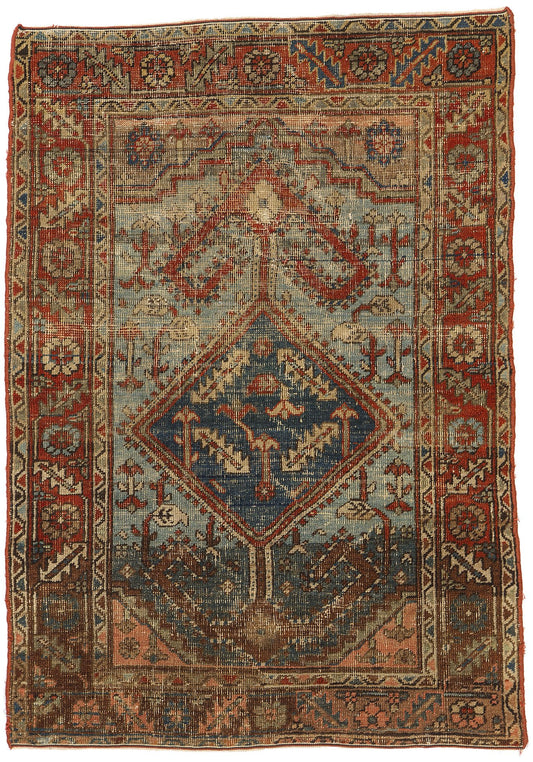 4 x 5 Antique-Worn Persian Bakshaish Rug 78672