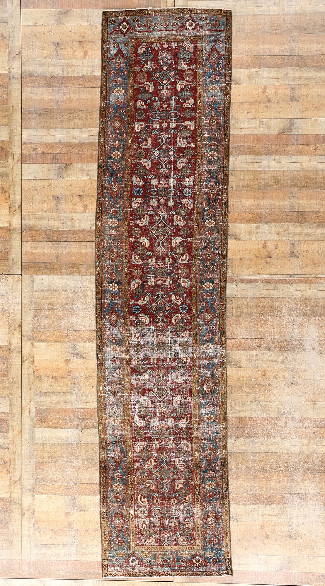 3 x 15 Antique-Worn Persian Malayer Rug 60975