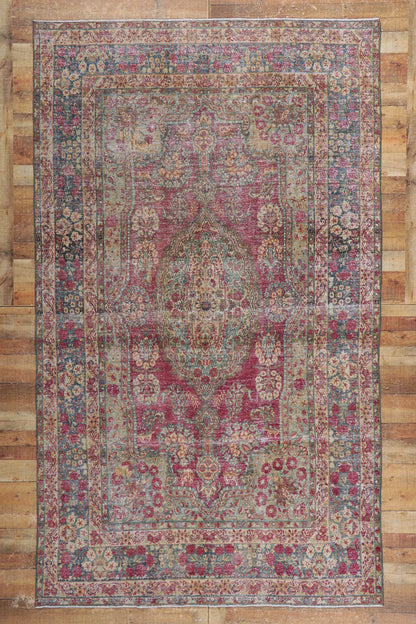 6 x 11 Antique-Worn Persian Kerman Rug 61013
