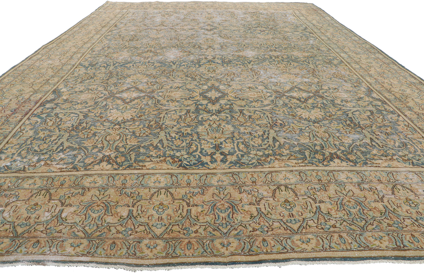 9 x 13 Antique-Worn Persian Kerman Rug 53765