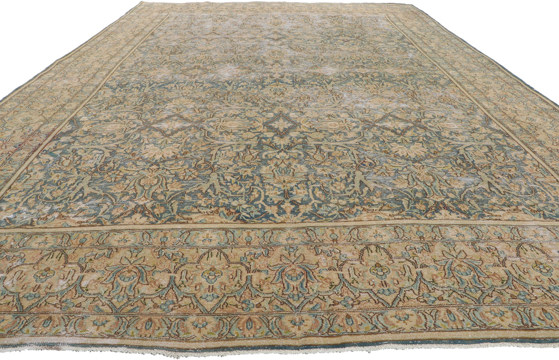 9 x 13 Antique-Worn Persian Kerman Rug 53765