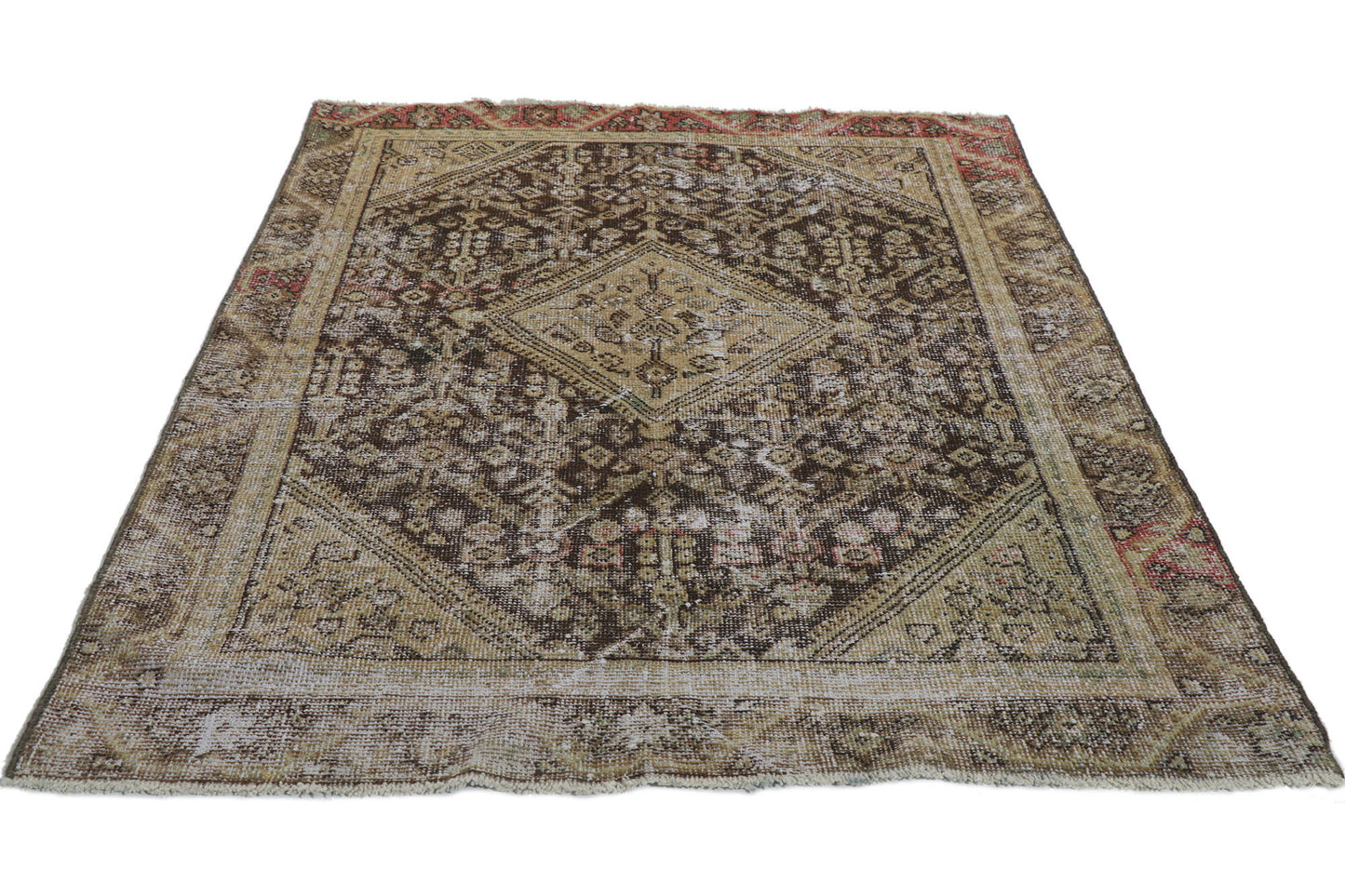 4 x 9 Antique-Worn Persian Mahal Rug 60999